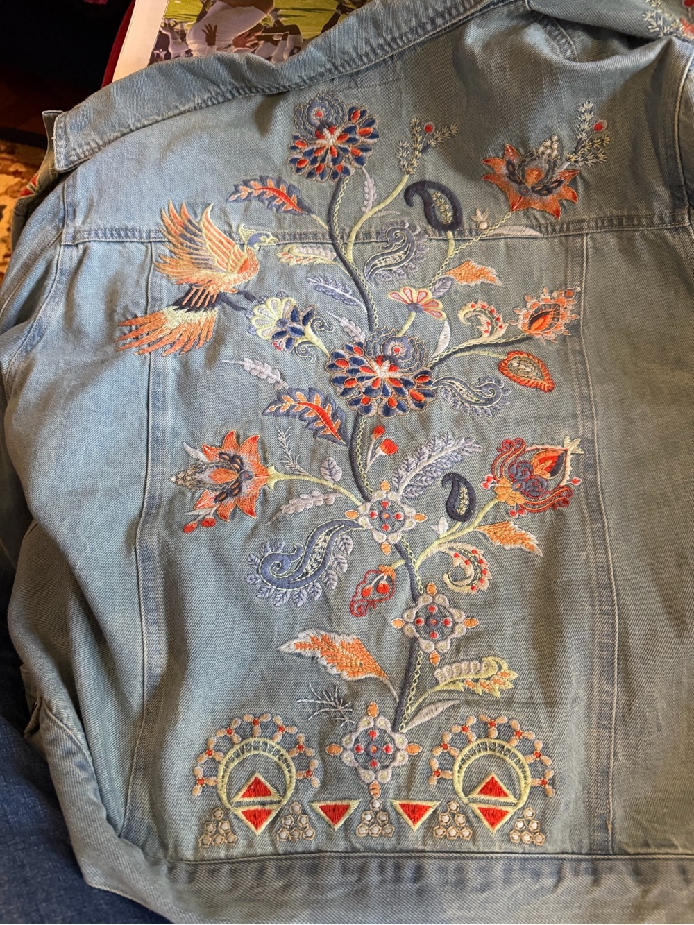 Johnny Was Kayla Light Blue Embroidered Denim Jacket XL - Picture 6 of 8